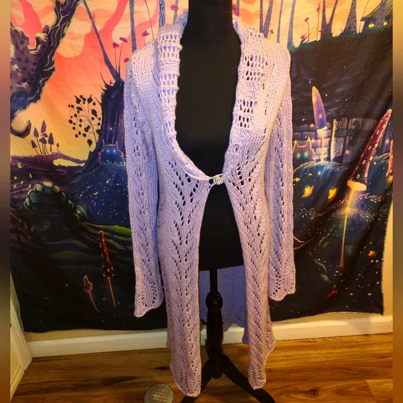 Vintage Y2K Candies Lavender Open-Knit Sweater - Picture 6 of 16